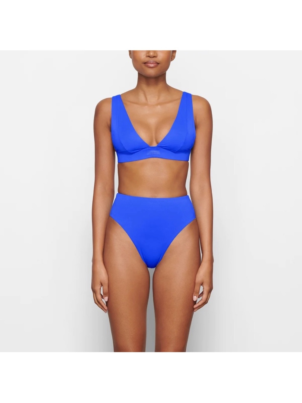 Skims Cobalt Blue Plunge Triangle Bikini Top